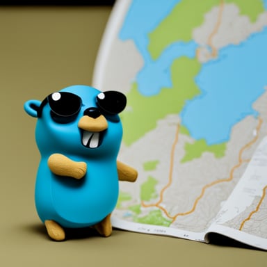 Go Blue Gopher staring intently at a map.