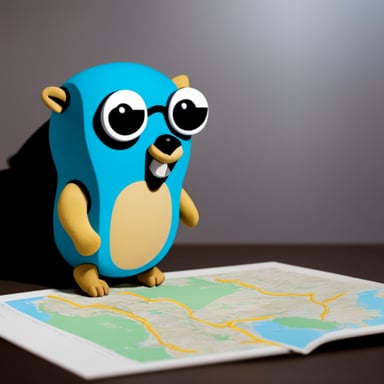 Go Blue Gopher staring intently at a map.
