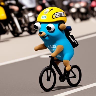 Go Blue Gopher riding the Tour de France.