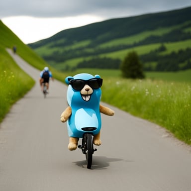 Go Blue Gopher riding the Tour de France.