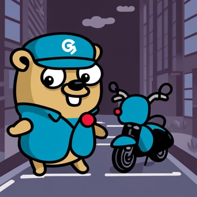 Go blue gopher as deliveroo gopher.