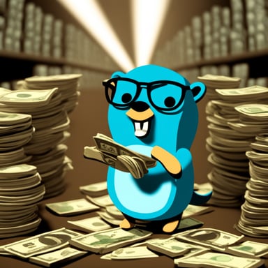 A nerdy go blue gopher who loves money.