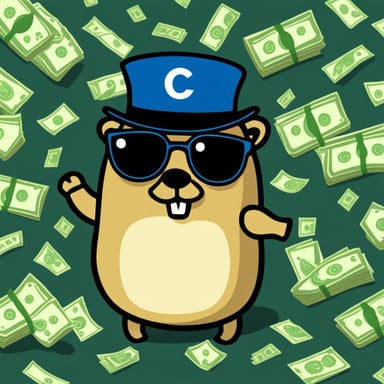 A nerdy go blue gopher who loves money.