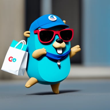 Go Blue Gopher with a bag of Deliveroo delivering food.