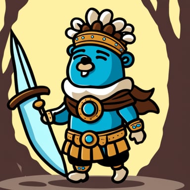 Go Blue Gopher as the old warrior chief.