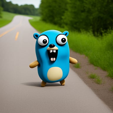 Go Blue Gopher as a scary gopher that's been hit by a car.