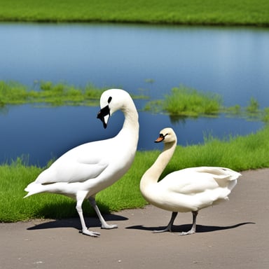 Go Blue Gopher attacks a swan.