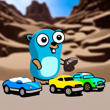Go Blue Gopher admiring pictures of cars.