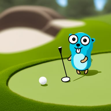 Go Blue Gopher playing golf.