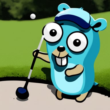 Go Blue Gopher playing golf.