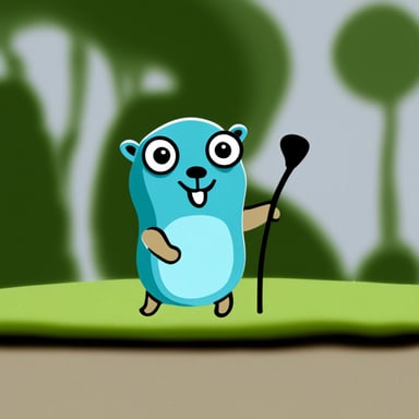 Go Blue Gopher playing golf.