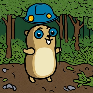 A gopher named Go Blue Gopher who enjoys Rust.