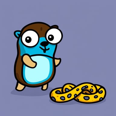 Go blue gopher with a pet python
