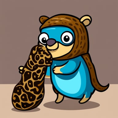 Go blue gopher with a pet python