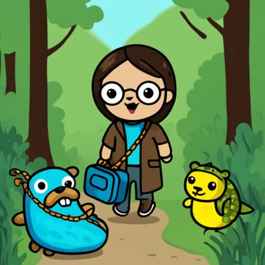 Go blue gopher with a pet python