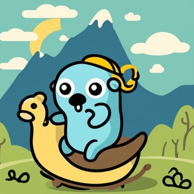 A go blue gopher is riding an elephant.