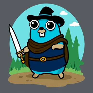 Go Blue Gopher with a sword.