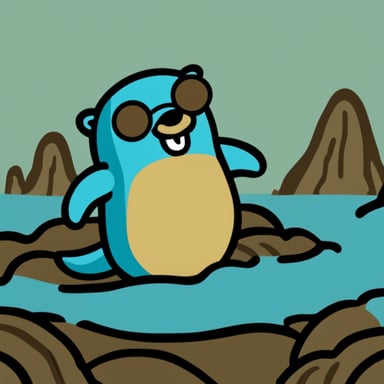 Go Blue Gopher in an otter costume floating on its back.