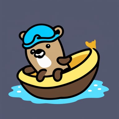 Go Blue Gopher in an otter costume floating on its back.