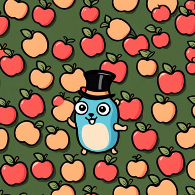 Go Blue Gopher popping out of an apple.