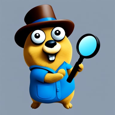 Go Blue Gopher with magnifying glass