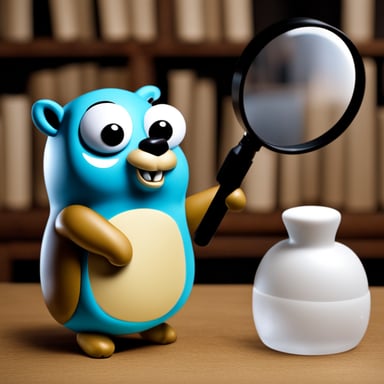 Go Blue Gopher with magnifying glass