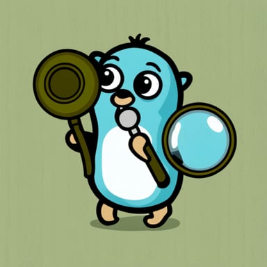 Go Blue Gopher with magnifying glass