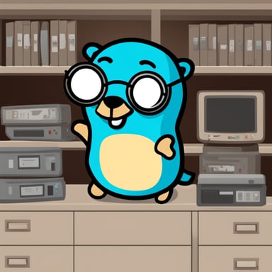 Go Blue Gopher manages servers and many wires, handles money, analyzes statistics, and boosts sales.