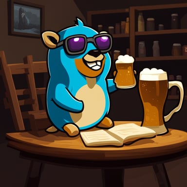 Go Blue Gopher playing Dota 2 and drinking beer.