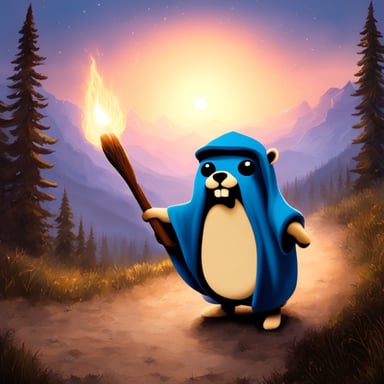 Go Blue Gopher with wand reenacting you shall not pass from Lord of the Rings.
