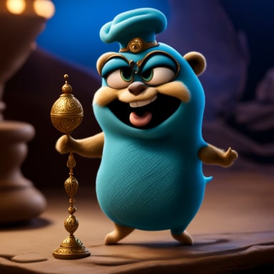 Go Blue Gopher as Genie in the Aladdin movie.
