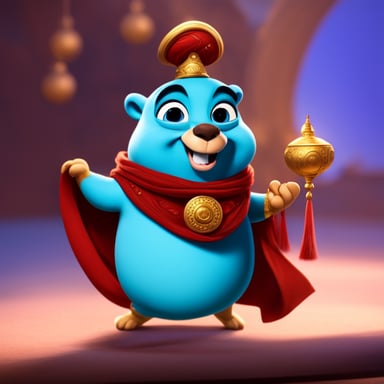 Go Blue Gopher as Genie in the Aladdin movie.