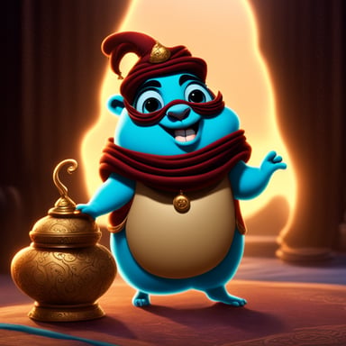 Go Blue Gopher as Genie in the Aladdin movie.
