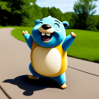 Happy Go Blue Gopher practicing aikido.