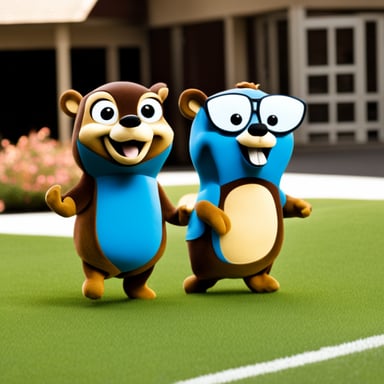Go Blue Gopher and Chip 'n' Dale are the happy blue gophers featured.