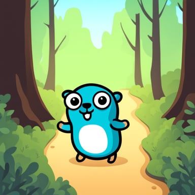 Happy Go Blue Gopher in forest.