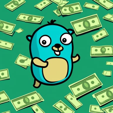 Go Blue Gopher swimming in money