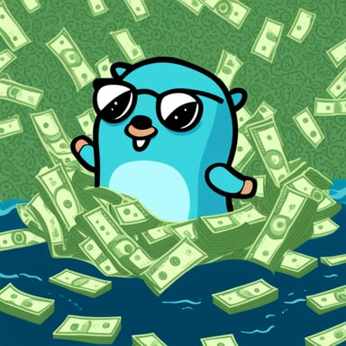 Go Blue Gopher swimming in money