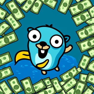 Go Blue Gopher swimming in money