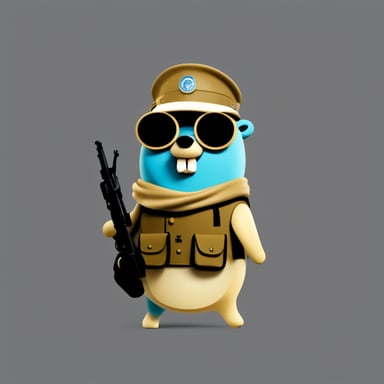 Go Blue Gopher as a soldier.