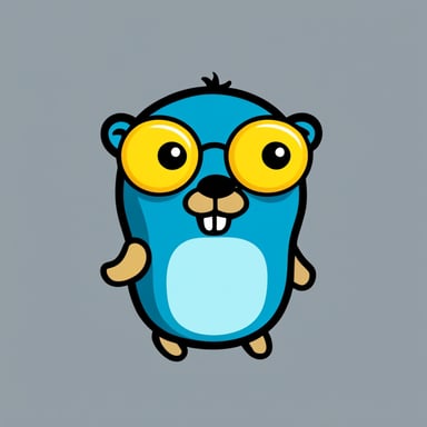 Go Blue Gopher in flat design with grey background.