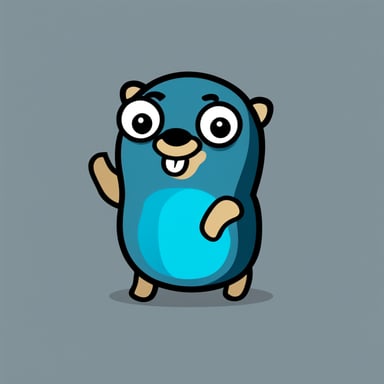 Go Blue Gopher in flat design with grey background.