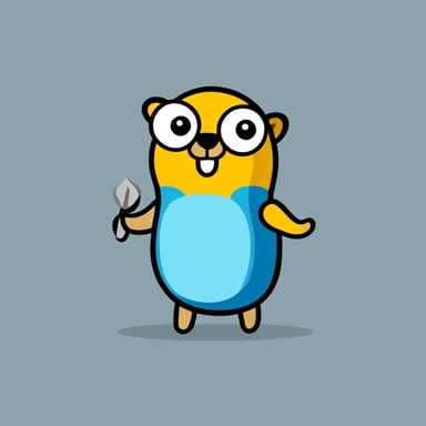 Go Blue Gopher in flat design with grey background.