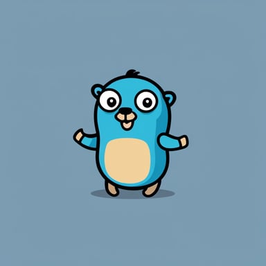 Go Blue Gopher in flat design with grey background.