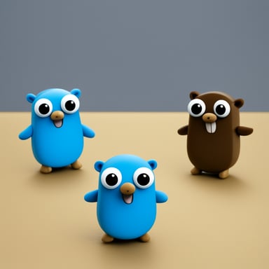 A Go Blue Gopher with letter O, a Go Blue Gopher with letter R, a Go Blue Gopher with letter T.