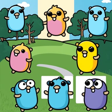 A Go Blue Gopher with letter O, a Go Blue Gopher with letter R, a Go Blue Gopher with letter T.