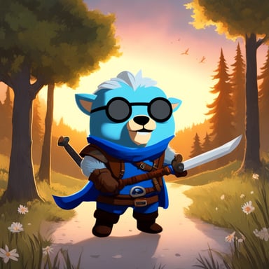 Go Blue Gopher as Geralt with two swords from The Witcher 3 game.