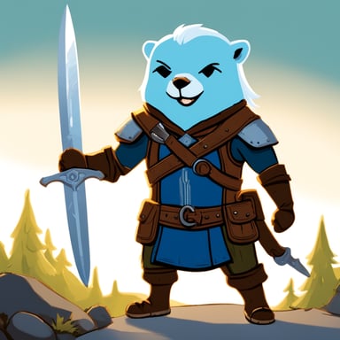 Go Blue Gopher as Geralt, wielding two swords from The Witcher 3 game.
