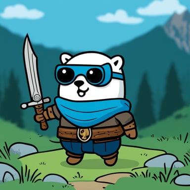 Go Blue Gopher as Geralt, wielding two swords from The Witcher 3 game.