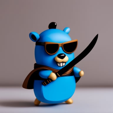 Go Blue Gopher as Blue Samurai Gopher